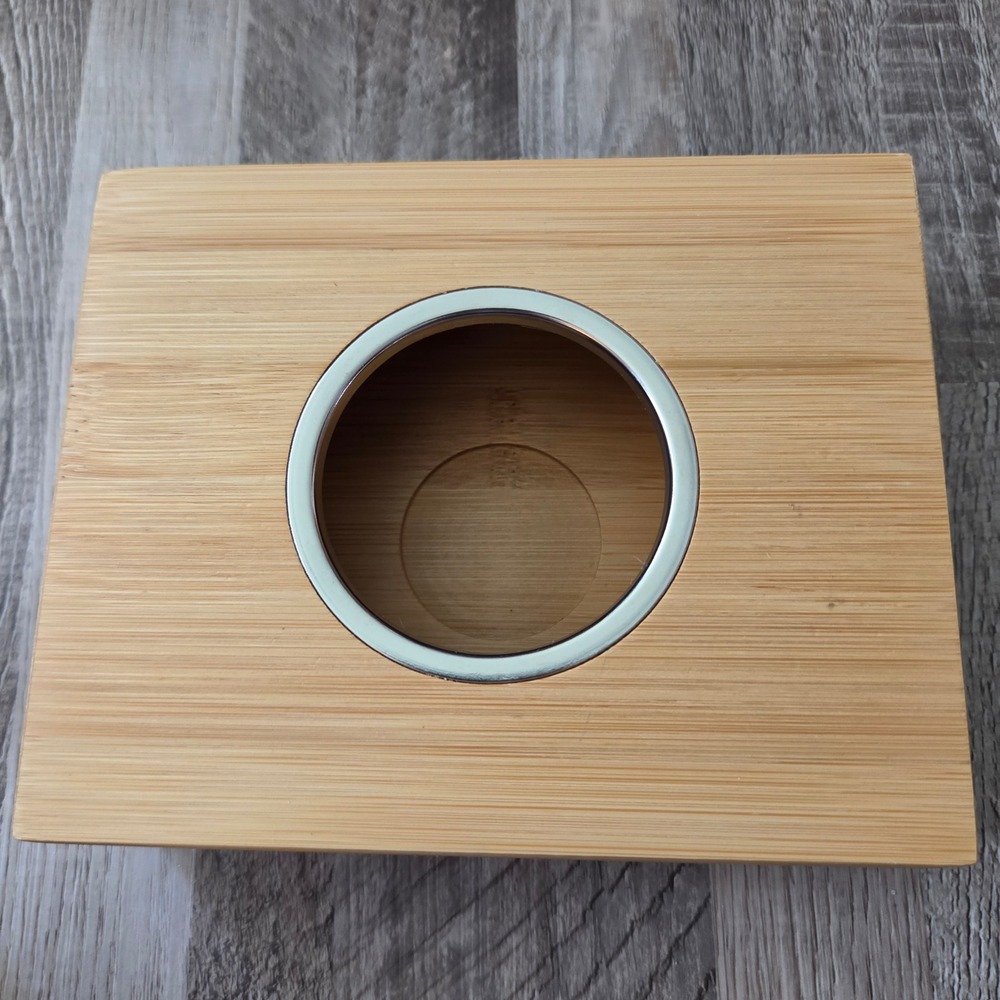 Natural Bamboo Teapot Warmer Rectangular Teapot Heater with Stainless Steel Ring